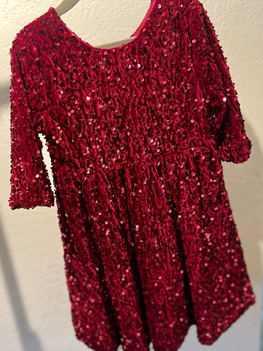 Girls Sparkling Red Sequin Formal Dress